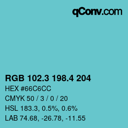 カラーコード: RGB 102.3 198.4 204 | qconv.com