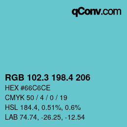 カラーコード: RGB 102.3 198.4 206 | qconv.com