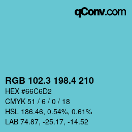 カラーコード: RGB 102.3 198.4 210 | qconv.com