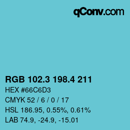 カラーコード: RGB 102.3 198.4 211 | qconv.com