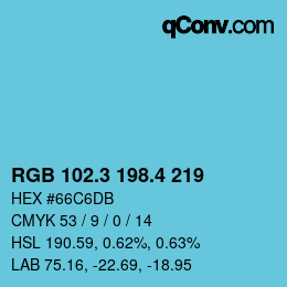 カラーコード: RGB 102.3 198.4 219 | qconv.com