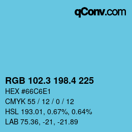 カラーコード: RGB 102.3 198.4 225 | qconv.com