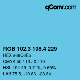 カラーコード: RGB 102.3 198.4 229 | qconv.com