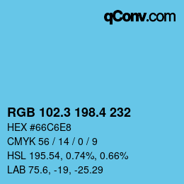 カラーコード: RGB 102.3 198.4 232 | qconv.com