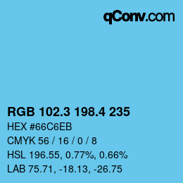 カラーコード: RGB 102.3 198.4 235 | qconv.com