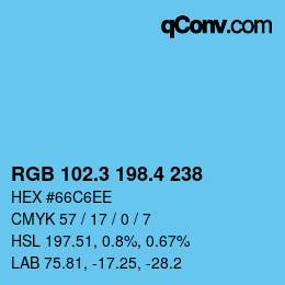 カラーコード: RGB 102.3 198.4 238 | qconv.com