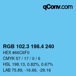 カラーコード: RGB 102.3 198.4 240 | qconv.com