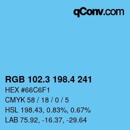 カラーコード: RGB 102.3 198.4 241 | qconv.com
