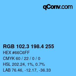カラーコード: RGB 102.3 198.4 255 | qconv.com
