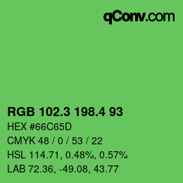 カラーコード: RGB 102.3 198.4 93 | qconv.com