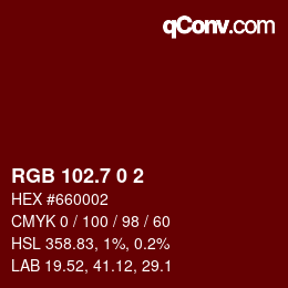 カラーコード: RGB 102.7 0 2 | qconv.com