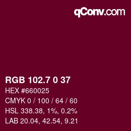カラーコード: RGB 102.7 0 37 | qconv.com