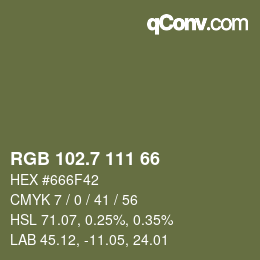 カラーコード: RGB 102.7 111 66 | qconv.com