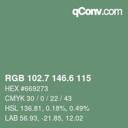 カラーコード: RGB 102.7 146.6 115 | qconv.com
