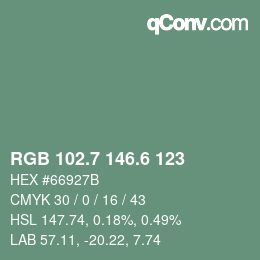 カラーコード: RGB 102.7 146.6 123 | qconv.com