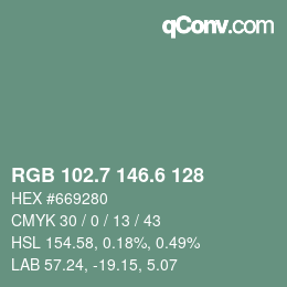 カラーコード: RGB 102.7 146.6 128 | qconv.com