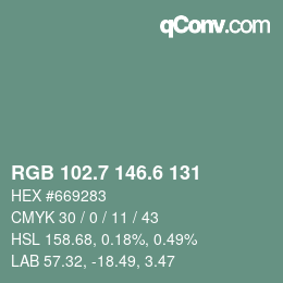 カラーコード: RGB 102.7 146.6 131 | qconv.com