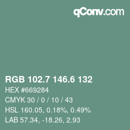 カラーコード: RGB 102.7 146.6 132 | qconv.com