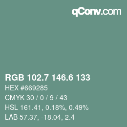 カラーコード: RGB 102.7 146.6 133 | qconv.com