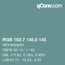カラーコード: RGB 102.7 146.6 145 | qconv.com