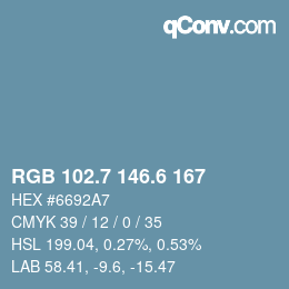 カラーコード: RGB 102.7 146.6 167 | qconv.com