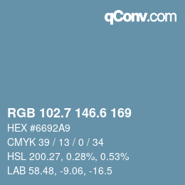 カラーコード: RGB 102.7 146.6 169 | qconv.com