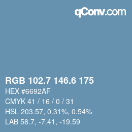 カラーコード: RGB 102.7 146.6 175 | qconv.com