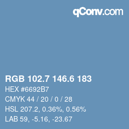 カラーコード: RGB 102.7 146.6 183 | qconv.com