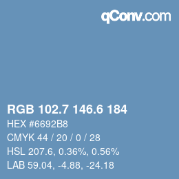 カラーコード: RGB 102.7 146.6 184 | qconv.com