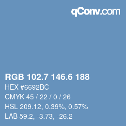 カラーコード: RGB 102.7 146.6 188 | qconv.com