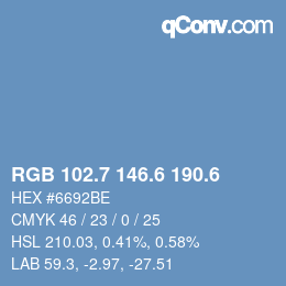 カラーコード: RGB 102.7 146.6 190.6 | qconv.com