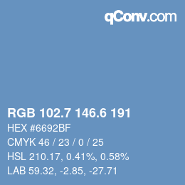 カラーコード: RGB 102.7 146.6 191 | qconv.com
