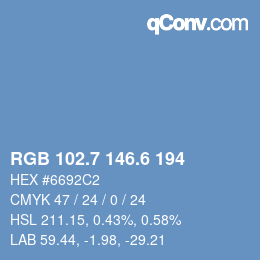カラーコード: RGB 102.7 146.6 194 | qconv.com