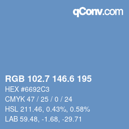 カラーコード: RGB 102.7 146.6 195 | qconv.com