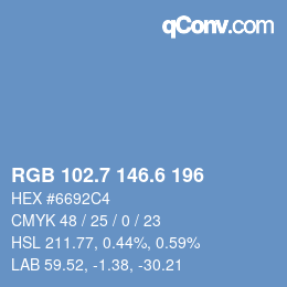 カラーコード: RGB 102.7 146.6 196 | qconv.com