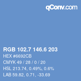 カラーコード: RGB 102.7 146.6 203 | qconv.com