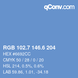 カラーコード: RGB 102.7 146.6 204 | qconv.com