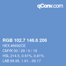 カラーコード: RGB 102.7 146.6 206 | qconv.com