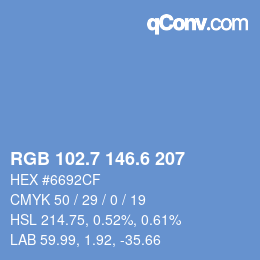 カラーコード: RGB 102.7 146.6 207 | qconv.com