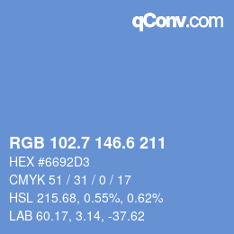 カラーコード: RGB 102.7 146.6 211 | qconv.com