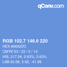 カラーコード: RGB 102.7 146.6 220 | qconv.com