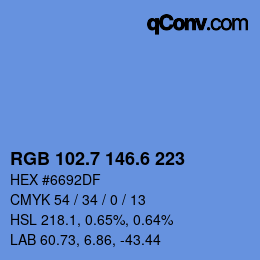 カラーコード: RGB 102.7 146.6 223 | qconv.com
