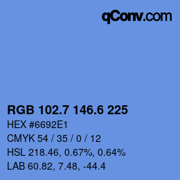 カラーコード: RGB 102.7 146.6 225 | qconv.com