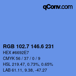 カラーコード: RGB 102.7 146.6 231 | qconv.com