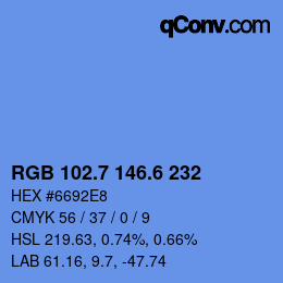 カラーコード: RGB 102.7 146.6 232 | qconv.com