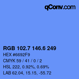 カラーコード: RGB 102.7 146.6 249 | qconv.com