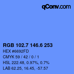 カラーコード: RGB 102.7 146.6 253 | qconv.com