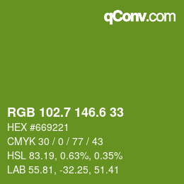 カラーコード: RGB 102.7 146.6 33 | qconv.com