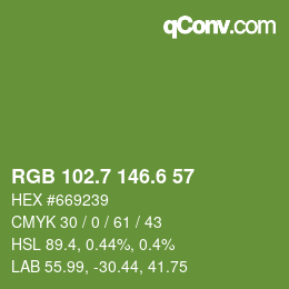 カラーコード: RGB 102.7 146.6 57 | qconv.com