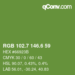 カラーコード: RGB 102.7 146.6 59 | qconv.com